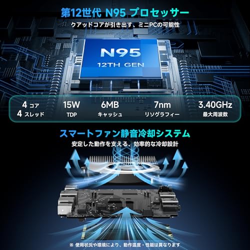 【ミニpc 最新第12世代 N95 省電力 N97より高速】BMAX ミニpc mini pc N95 4C/4T 15W 最大3.4GHz 12GB LPDDR5+512GB SSD 小型PC 8TB拡張M.2_NVMe/SATA HDMI2.1/2画面出力 4K@60Hz 小型パソコン 高速2.4G/5GWi-Fi BT5.0 ギガビットLAN 静音 ミニパソコン B4Plusの詳細・まとめ 画像