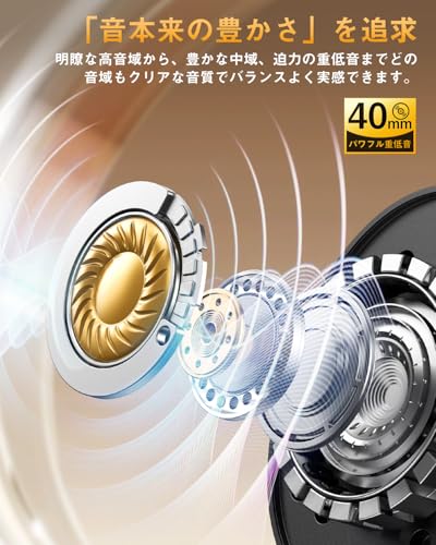 【Amazon.co.jp限定】 ヘッドホン【ANCノイズキャンセリング&Bluetooth5.3】 ワイヤレスヘッドホン 有線 無線 両用 最大80時間再生 マイク内蔵 ハンズフリー通話 マルチポイント対応 快適装着 軽量 オーバーイヤーヘッドホン 音漏れ防止 折り畳み可能 TELEC認証 日本語ガイダンスの特徴・詳細 画像