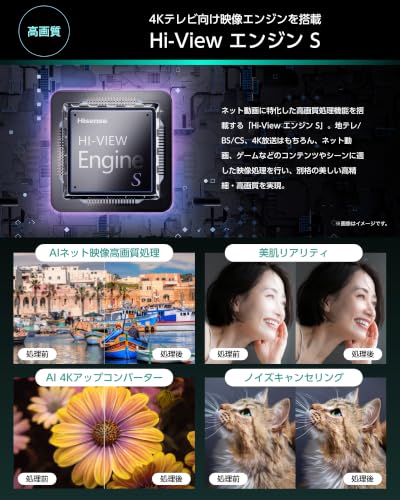 【Amazon.co.jp限定】ハイセンス【3年保証】43V型 43E50S 4K スマート Wチューナー内蔵 ネット動画 液晶 テレビ HDMI2.1 低遅延ゲームモード Alexa AirPlay2 2026年モデルの特徴・詳細 画像