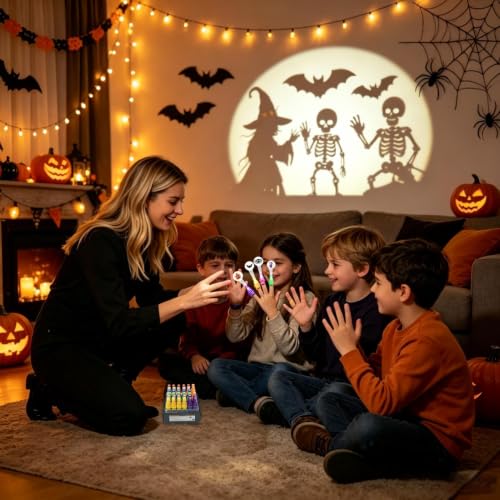ハロウィン 指ライト36個 LED指プロジェクションライト パーティー景品 子供用 おもちゃ ブラックライト 光る 小物 大量 ハロウィン柄の詳細・まとめ 画像