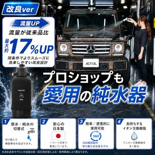 ACTIAL 純水器 イオン交換樹脂 洗車 10L 専用カバー TDSメーター付き 日本製 保証付き 純水機 (2026年モデル/切替タイプ)の詳細・まとめ 画像