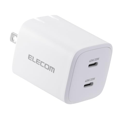 エレコム 充電器 40W 2ポート Type-C USB PD対応 PPS対応 GaN II採用 折りたたみ式プラグ ホワイト EC-AC10640WH 1