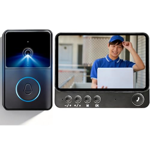 インターホン テレビドアホン カメラ付き 工事不要 ワイヤレス 【双方向通話/自動録画/暗視】IP65防水 簡単取りの外観・全体像 画像