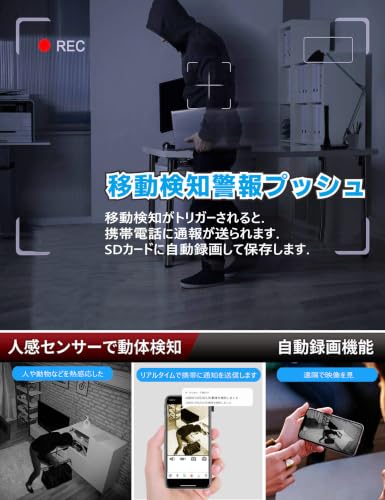 CHUHE 小型カメラ 防犯カメラ WiFi 隠しカメラ 1080P 超小型 動体検知 24時間録画 256GB対応 遠隔監視 会議 証拠撮影の特徴・詳細 画像