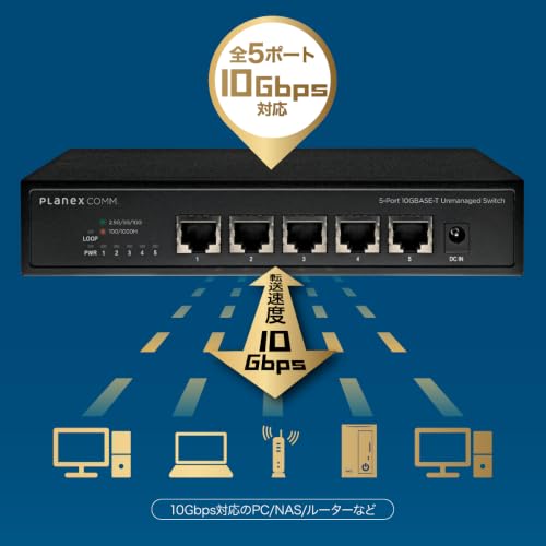 プラネックス 5ポート 10GBASE-T アンマネージドスイッチFXXG-0005EMの詳細・まとめ 画像