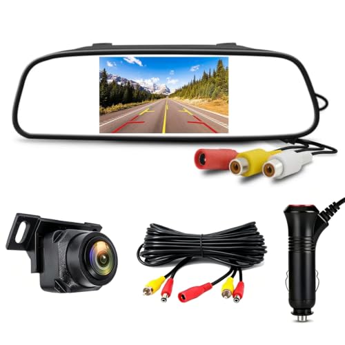 Tigwiss バックカメラモニターセット 4.3インチLCDルームミラーモニター セット 140° 広角 IP67 防水 駐車支援の外観・全体像 画像