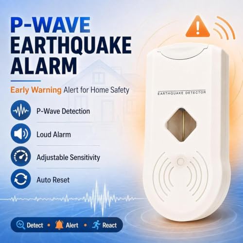 検知器 アラームセンサー - 自動リセット 大音量 感度調整可能 | P波 初期微動アラーム 自宅 学生寮 アパート 賃貸住宅 一般世帯用 防災・地震の特徴・詳細 画像