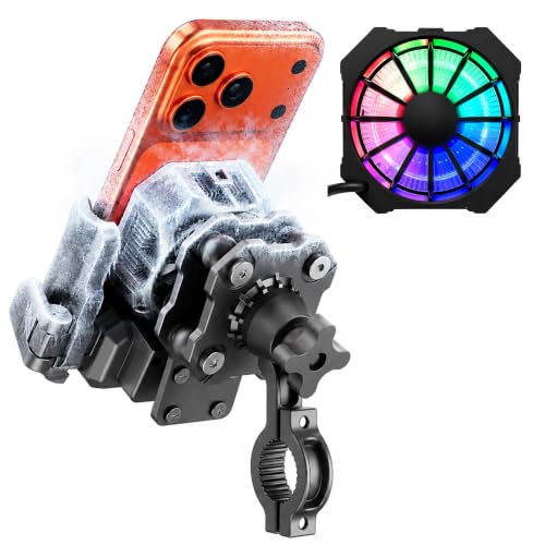 GOROPRI バイク スマホホルダー 冷却 ペルチェ式 【実測約3.9度】 原付 自転車 衝撃吸収ダンパー付き (ハンドルバー・ダンパーあり)の外観・全体像 画像