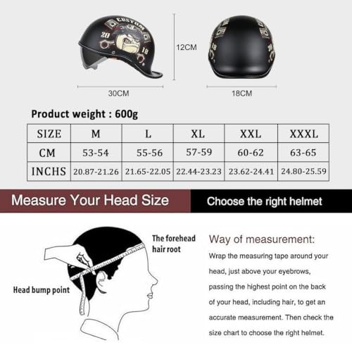 格納式インナーサンシールド付きオープンフェイスモーターサイクルヘルメット、ECE 22.06承認済みレトロドイツスタイルスクーターヘルメット（マスク付き、男女兼用） C,XXL/{60~62cm} [並行輸入品]の特徴・詳細 画像
