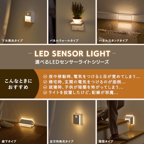 アイリスオーヤマ 乾電池式LEDセンサーライト 下方発光タイプ 壁つけ式 置き式 自動点灯 常時点灯 BSL-MS1の特徴・詳細 画像