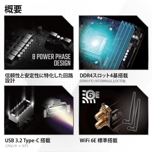 【Amazon.co.jp限定】 ASRock マザーボード B550M Pro-A WiFi 6E AM4ソケット対応 DDR4 Micro-ATX マザーボード 【正規代理店品】の特徴・詳細 画像