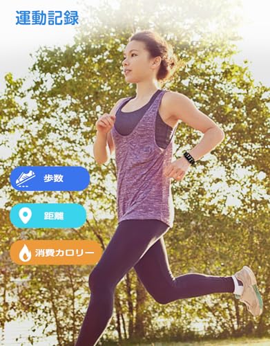 スマートウォッチ 歩数計 リストバンド型 1.47インチ大画面 スマホ アプリ不要(ブラック)の特徴・詳細 画像