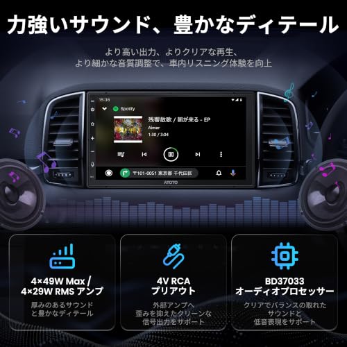 ATOTO F7WE 7インチ ディスプレイオーディオ 2DIN IPS フルタッチパネル、ワイヤレスCarPlay/Android Autoの特徴・詳細 画像