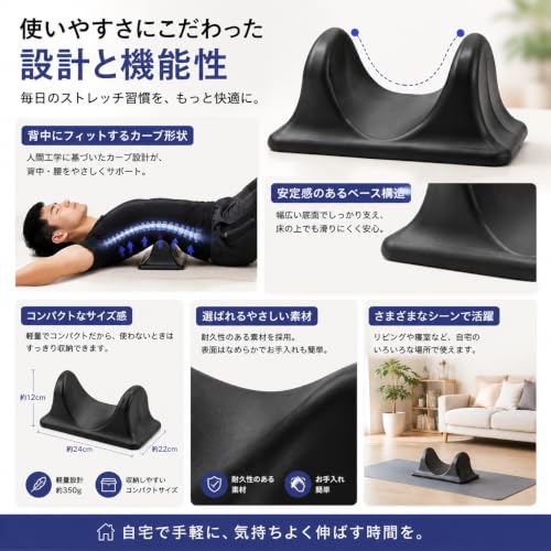 大腰筋マッサージャー、大腰筋解放マッサージツールハムストリング太ももの背中の子牛のオフィスまたは自宅のターゲット深度(黒)の特徴・詳細 画像