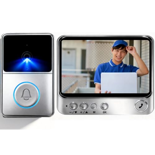 インターホン カメラ付き 工事不要 ワイヤレス テレビドアホン 【双方向通話/自動録画/暗視】IP65防水 | 玄関チャイム ，ワイヤレス, インターホン，双方向通話 自動録画＆撮影 1